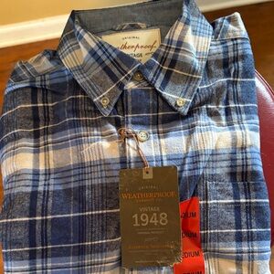 Weatherproof Vintage Navy and White Plaid Shirt